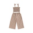 thumbnail image 1 of BemeyourBBs Baby Girl 2Pcs Summer Outfits Plaid Print Cami Tops + Pants Set, 1 of 9