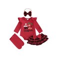 thumbnail image 1 of BemeyourBBs Baby Girl Christmas Outfit Includes Romper Plaid Shorts Headband Socks, 1 of 9
