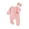 thumbnail image 1 of BemeyourBBs Baby Girl Fall Footies and Headband 2 Pcs Set Plaid Long Sleeve Romper, 1 of 9