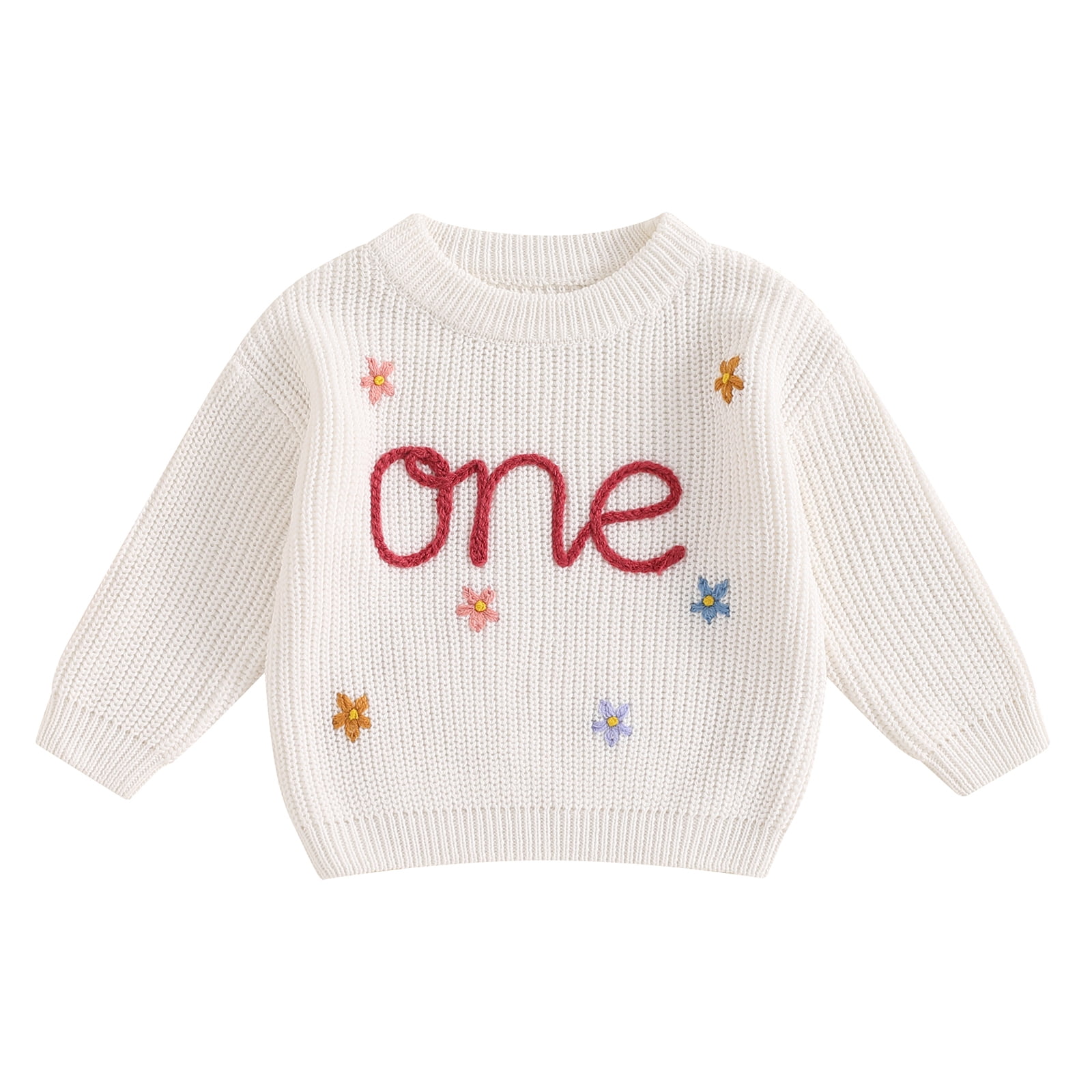 BemeyourBBs Baby Girl First Birthday Outfit One Embroidery Sweater