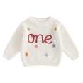 thumbnail image 1 of BemeyourBBs Baby Girl First Birthday Outfit One Embroidery Sweater Pullover Oversized Knit 1st Birthday Winter Cute Clothes, 1 of 7