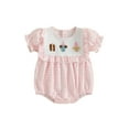 thumbnail image 1 of BemeyourBBs Baby Girl Romper Short Sleeve Round Neck Dog Embroidery Bodysuit, 1 of 9
