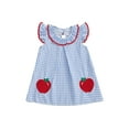 thumbnail image 1 of BemeyourBBs Baby Girl Summer Dress Fly Sleeve Round Neck Apple Embroidery Dress, 1 of 9