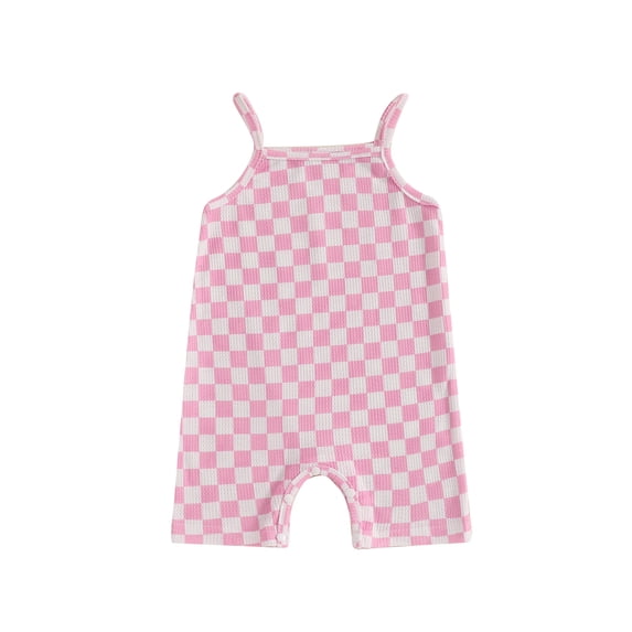 BemeyourBBs Baby Girl Summer Jumpsuit Sleeveless Checkered Print Romper Shorts