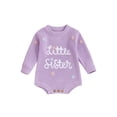 thumbnail image 1 of BemeyourBBs Baby Girl Sweater Romper Round Neck Long Sleeve Knit Jumpsuit, 1 of 9