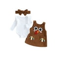 thumbnail image 1 of BemeyourBBs Baby Girl Thanksgiving Outfit Romper Turkey Dress  Headband 3 Pcs Set, 1 of 9