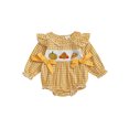 thumbnail image 1 of BemeyourBBs Baby Girl Thanksgiving Romper Embroideried Plaid Long Sleeve Jumpsuit, 1 of 9