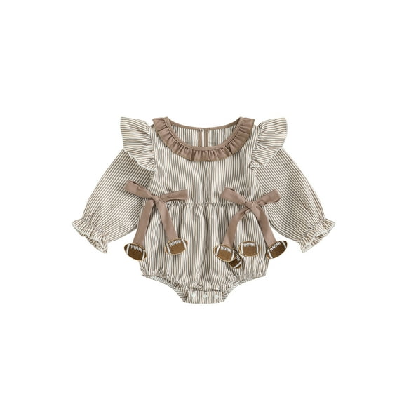 BemeyourBBs Baby Girls Fall Romper Stripe Print Football Long Sleeve Jumpsuit