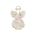 thumbnail image 1 of BemeyourBBs Baby Girls First Birthday Goose Outfit 1st Years Old Birthday Clothes Summer Romper Overalls Cute Goose Elephant Embroidery Flutter Sleeves Jumpsuit Playsuit and Headband Set, 1 of 9