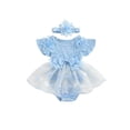 thumbnail image 1 of BemeyourBBs Baby Girls First Birthday Outfit 1st Birthday Party Dress Newborn Fairy Tulle Tutu Romper Dress Summer Clothes Floral Embroidery Bodysuit Cake Smash Dresses Headband, 1 of 9