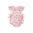 thumbnail image 1 of BemeyourBBs Baby Girls First Birthday Outfit 1st Years Old Birthday Clothes Smocked Romper Cute Cake Duck Embroidery Flying Sleeve Bow Decor Summer Bodysuit Playsuit Clothes, 1 of 9