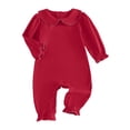 thumbnail image 1 of BemeyourBBs Baby Girls Jumpsuit Romper Newborn Coming Home Outfit Long Sleeve Doll Collar Frills Romper Fall Winter Spring Baby Essentials Clthes, 1 of 9