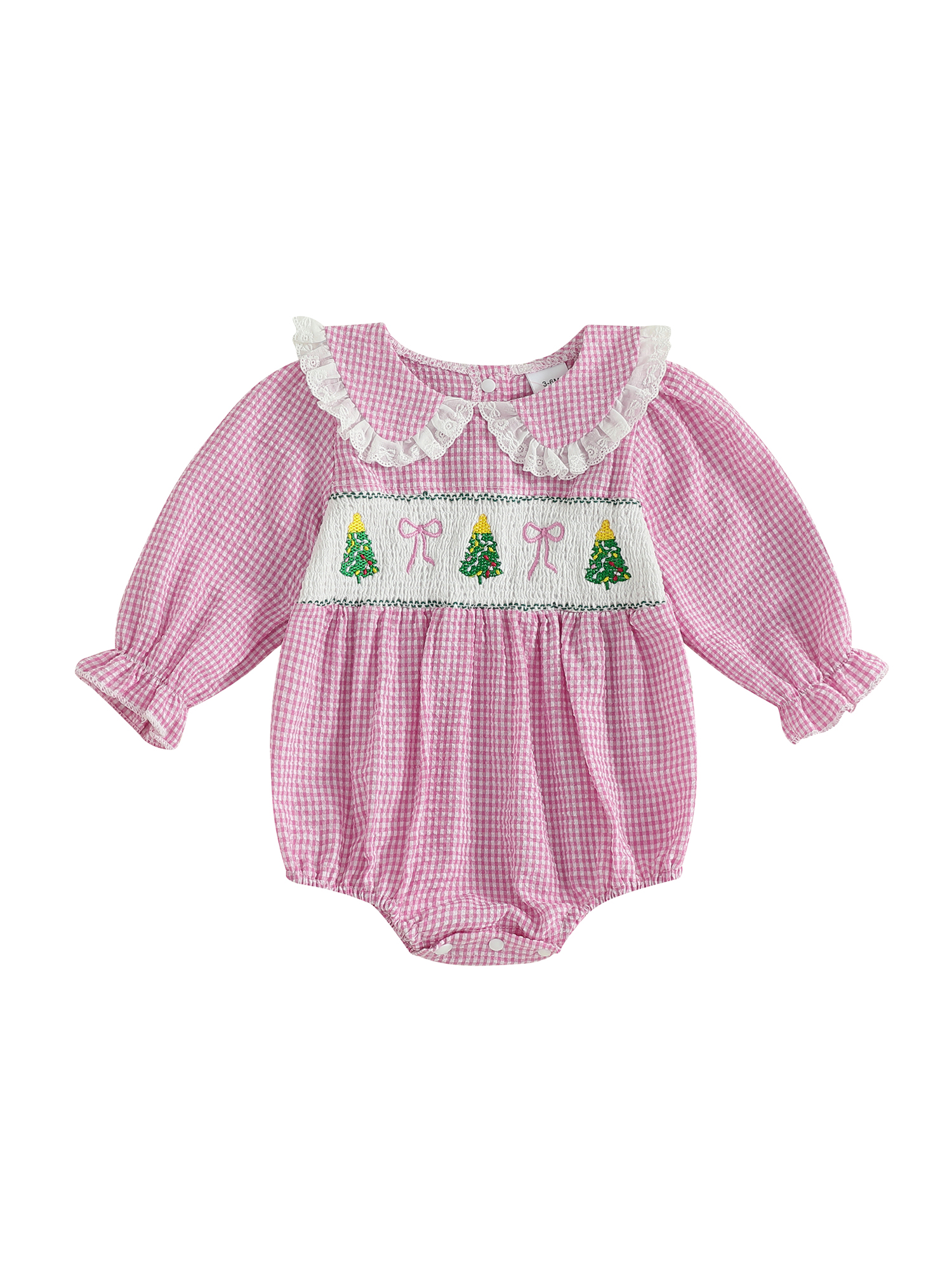 Spring Baby Rompers BemeyourBBs Baby Girls Spring Romper Plaid Print Long Sleeve Doll ...