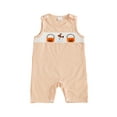 thumbnail image 1 of BemeyourBBs Baby Halloween Plaid Overall Romper Pumpkin Ghost Sleeveless Bodysuit, 1 of 9