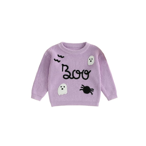 BemeyourBBs Baby Halloween Sweater Casual Letter Ghost Spider Embroidery Pullover