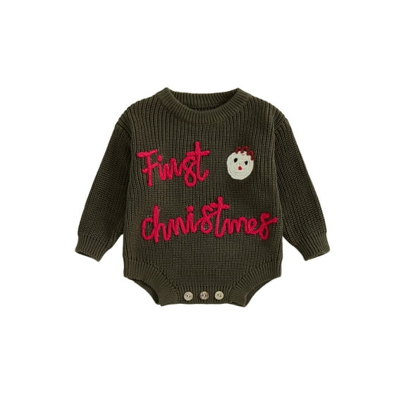 BemeyourBBs Baby Knit Romper, Long Sleeve Crew Neck Letters Christmas Sweater