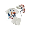 thumbnail image 1 of BemeyourBBs BemeyourBBs Toddlers Baby Boys 3 Piece Swimsuit Infant Boy Bathing Suit Swim Shirt Trunk Shorts Set and Sun Hat Short Sleeve Swimwear Sunsuit UPF 50+ Rash Guard, 1 of 9