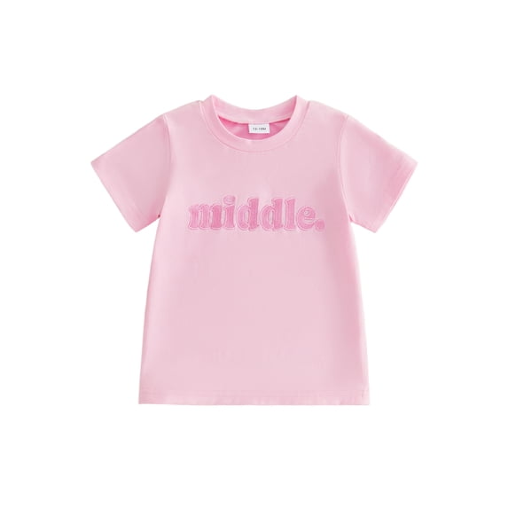 BemeyourBBs Big Middle Little Sibling Shirt Brother and Sister Matching Outfit Summer Sibling Matching Outfits Todlder Baby Boy Girl Shirt Letter Embroidered Loose Short Sleeve Pullover T Shirts Tops
