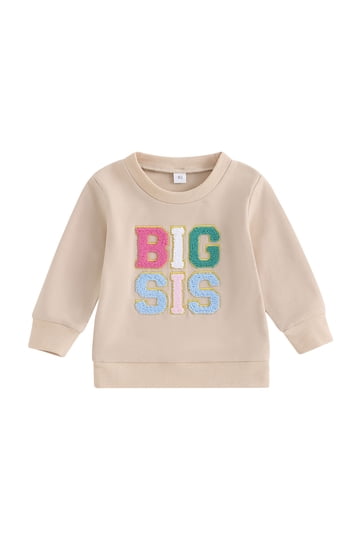 Yassiglia Big Sister Little Sister Abbigliamento per bambine con ricamo, maglione per bambini, a maglia, per l'inverno, caldo, per la sorella, Rosa Big, 12-18 Mesi