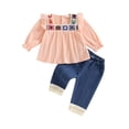 thumbnail image 1 of BemeyourBBs Boho Kids Toddler Baby Girl Spring Fall Summer Denim Outfits Infant Baby Clothes Bohemian Long Sleeve Floral Shirt Tops Tassle Jeans Pants Set, 1 of 9