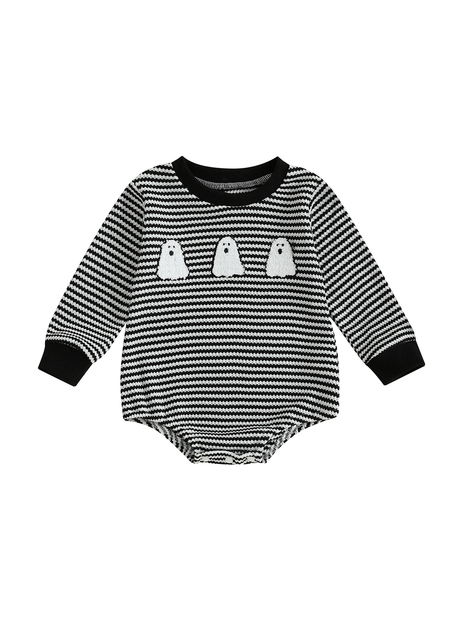 BemeyourBBs Boy Halloween Jumpsuit Long Sleeve Ghost Embroidery Striped BemeyourBBs Boy Halloween Jumpsuit Long Sleeve Ghost Embroidery Striped