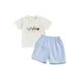 thumbnail image 1 of BemeyourBBs Boy Summer Outfits Chick Embroidery Short Sleeve T-Shirts Plaid Shorts, 1 of 9