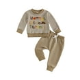 thumbnail image 1 of BemeyourBBs Boy Thanksgiving Outfit Letter Embroidery Striped Sweatshirt and Pants, 1 of 9
