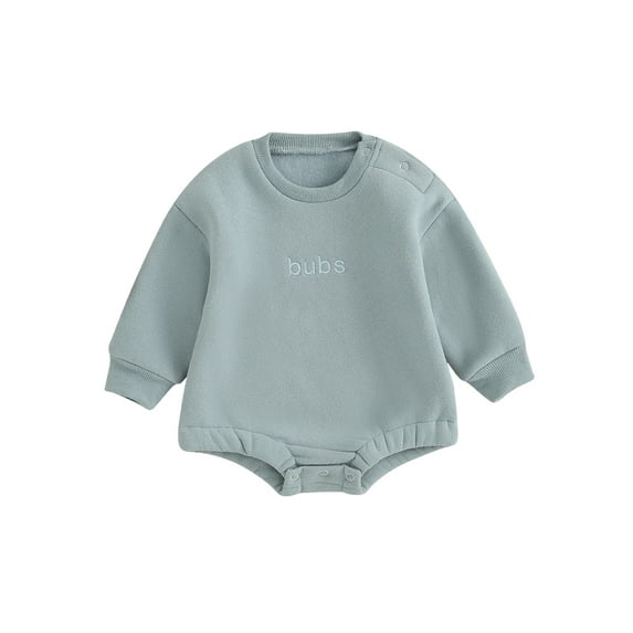 BemeyourBBs Bubble Romper Baby Girl Boy Newborn Warm Fleece Sweater Romper Solid Crewneck Sweatshirt Long Sleeve Bodysuit Thick Spring Fall Winter Clothes