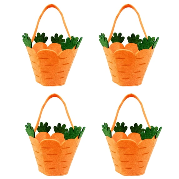 BemeyourBBs Easter Baskets for Kid Felt Carrot Easter Baskets for Kids Cute Bunny Baskets for Easter Egg Hunt Party Gifts Toy Storage Bucket Party Favors