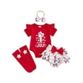thumbnail image 1 of BemeyourBBs My First 4th of July Outift Baby Girl Fourth of July Outfit Patriot Independence Day Summer Clothes Letter American Flag Print Romper Ruffled Tiered Shorts Skirts Socks Headband 4Pcs Set, 1 of 9