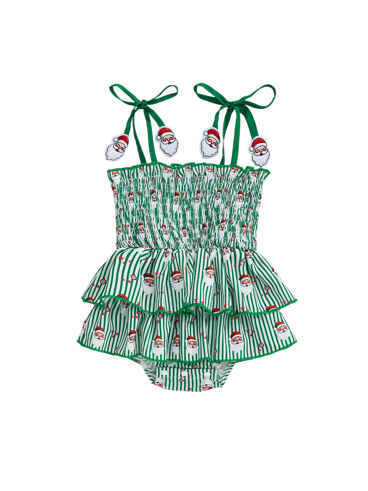 BemeyourBBs Girl Christmas Romper Dress Santa Claus/Candy Cane Print