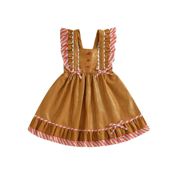 BemeyourBBs Girl Gingerbread Man Dress Flying Sleeve Square Neck A-Line Dress