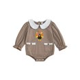 thumbnail image 1 of BemeyourBBs Girl Thanksgiving Long Sleeve Doll Collar Turkey Embroidery Romper, 1 of 9