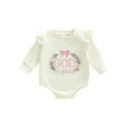 thumbnail image 1 of BemeyourBBs God Is Good Christian Baby Girl Clothes Letter Bubble Romper Long Sleeve Crewneck Sweatshirt Bodysuit Spring Fall Winter Clothes Baptism Church Outfit, 1 of 9