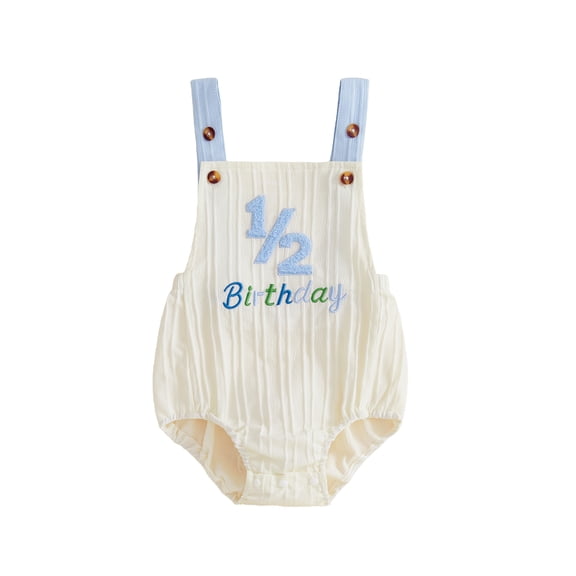BemeyourBBs Half Way to One Clothes Baby Boy Girl 1/2 Half Birthday Outfit 1st Birthday Clothes Summer Romper 1/2 Embroidery Sleeveless Bodysuit Jumpsuit Playsuit