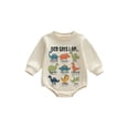 thumbnail image 1 of BemeyourBBs Infant Baby Boy God Says I Am Dinosaur Outfit Bubble Rompers Sweatshirt Long Sleeve Crew Neck Cute Fall Winter Spring Jumpsuit Christian Baby Clothes, 1 of 9
