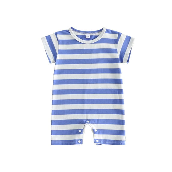 BemeyourBBs Infant Baby Girl Boy Summer Striped Romper One Piece Outfit Casual Short Sleeve Stripes Print Jumpsuit Shorts Baby Basic Clothes