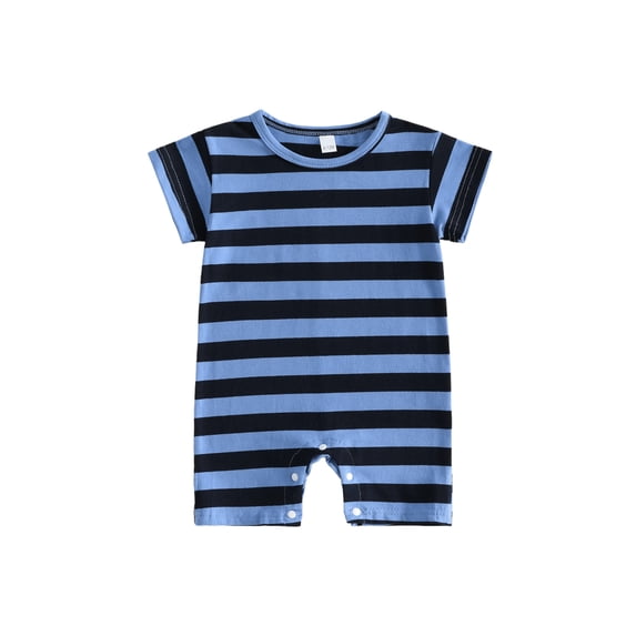 BemeyourBBs Infant Baby Girl Boy Summer Striped Romper One Piece Outfit Casual Short Sleeve Stripes Print Jumpsuit Shorts Baby Basic Clothes