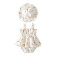 thumbnail image 1 of BemeyourBBs Infant Baby Girl Tulip Romper Dress Summer Clothes Outfit Sleeveless Floral Print Smocked Dress with Sun Hat Set Cute Playsuit, 1 of 9