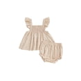 thumbnail image 1 of BemeyourBBs Infant Baby Girls Summer Clothes Plaid Gingham 2 Pieces Smocked Outfit Fly Short Sleeve Camisole Tank Vest Top with Elastic Waist Shorts Set, 1 of 9