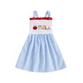 thumbnail image 1 of BemeyourBBs Kids Baby Girl 100 Days Back to School Dress Toddler Girls Pre Kindergarten Outfits Sleeveless Square Neck Apple Pencil Embroidery Casual A-Line Dress, 1 of 9