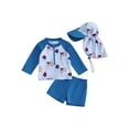 thumbnail image 1 of BemeyourBBs Kids Toddler Baby Boy 4th of July Swimsuit with Sun Hat Independent Day Swimwear Infant Boys Bathing Suit Long Sleeve Rash Guard American Flag Popsicle Top with Swimming Trunks Shorts Set, 1 of 9