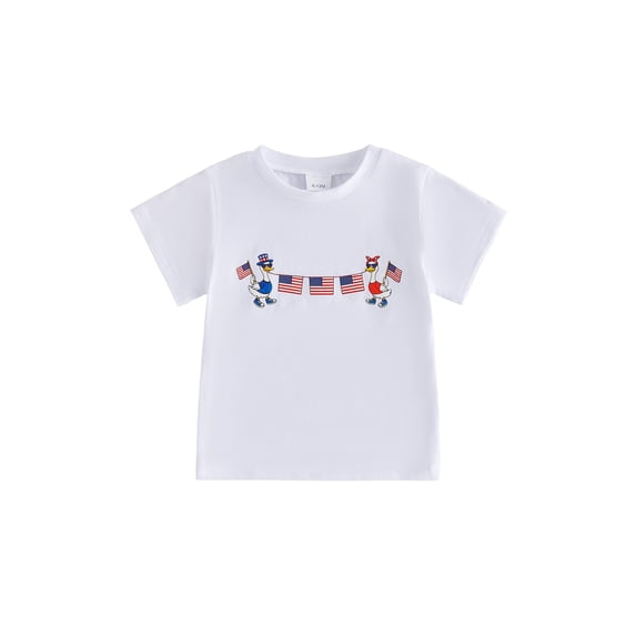 BemeyourBBs Kids Toddler Baby Boy Girl 4th of July T-shirt Patriot Independent Day Clothes Short Sleeve Duck Flags Summer Pullover Tee Shirt Tops Baby Fourth of July Outfit