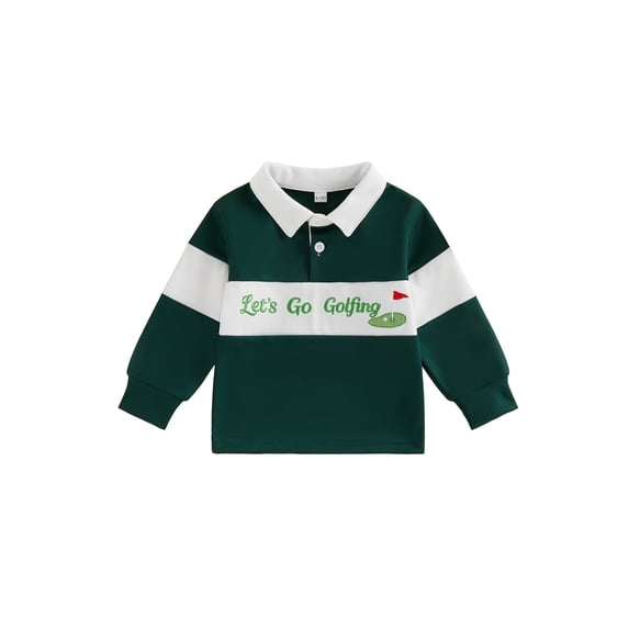 BemeyourBBs Kids Toddler Baby Boy Girls Golf Shirt Outfit Collared Long Sleeve Golf Embroidery Pullovers Sweatshirts Tops Little Boy Girl Spring Fall Winter Clothes