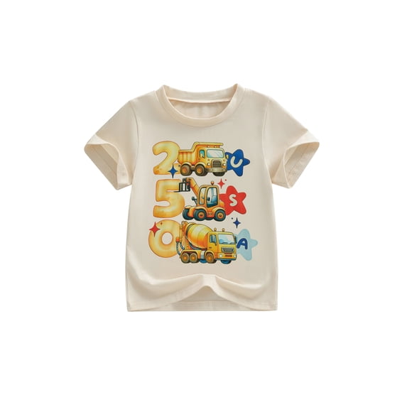 BemeyourBBs Kids Toddler Baby Boys 4th of July Shirt Tops Patriot Independence Day Summer Casual Pullover Tee Top Short Sleeve Crewneck Letter Truck Print 250th Anniversary T-shirt