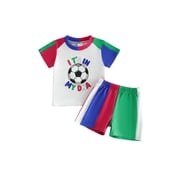 BemeyourBBs Kids Toddler Baby Boys Football Outfit Infant Baby Boy Summer Clothes Football Its In My DNA Letter Print Short Sleeve T Shirt Elastic Waist Shorts 2 Piece Set