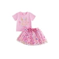 thumbnail image 1 of BemeyourBBs Kids Toddler Baby Girl Birthday Outfits 1 2 3 4 5 Years Birthday Girl Clothes Letter Embroidery Short Sleeve T-Shirt and Elastic Sequins Dot Tulle Tutu Skirt Set Baby Girl Summer Clothes, 1 of 9