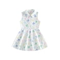 thumbnail image 1 of BemeyourBBs Kids Toddler Baby Girl Sleeveless Tank Summer Dress Lapel Collar Bow Printed Half Zipper A Line Dress Party Princess Dresses Clothes, 1 of 9