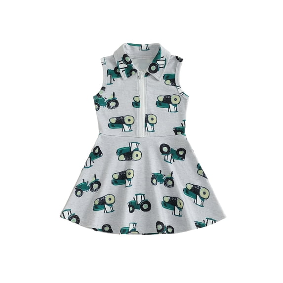 BemeyourBBs Kids Toddler Baby Girl Summer Golf Football Dress Outfit Athletic Workout Dress Clothes Sleeveless Tank Dress Lapel Collar Half Zipper A Line Dress Party Princess Dresses