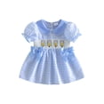 thumbnail image 1 of BemeyourBBs Kids Toddler Girl Back To School Dress Outfit Little Baby Girl Pre Kindergarten Outfits Casual Bow Pencil Embroidered Plaid Doll Collar Puff Short Sleeve A Line Smocked Dress, 1 of 9